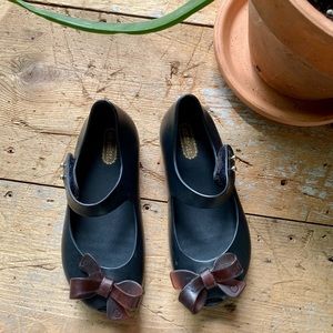 Mini Melissa black peep toe Mary Janes